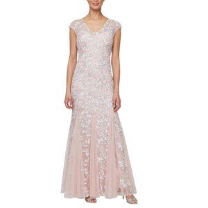Alex Evenings Floral Embroidered Gown – Blush Pink, Size 12